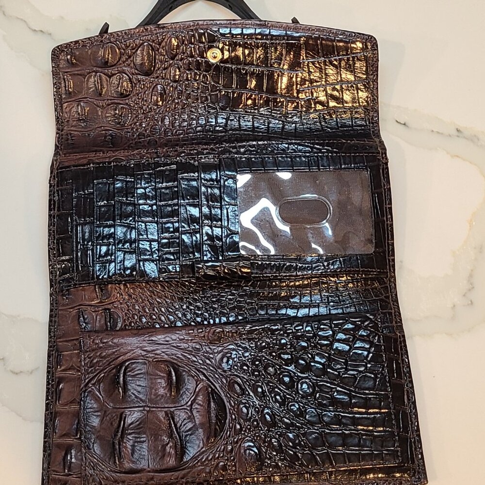 Brahmin Vintage trifold checkbook wallet in Cocoa Melbourne EUC - Picture 4 of 8